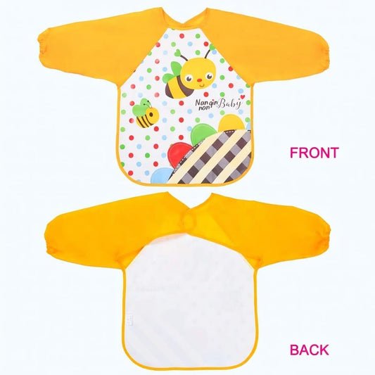 Bavaglino con Maniche Impermeabile Bambini – Set 4 Pezzi | Bavaglini Pappa Neonato Svezzamento | Bavette Impermeabili con Polsini Elastici | 6-36 Mesi – Nangin Baby