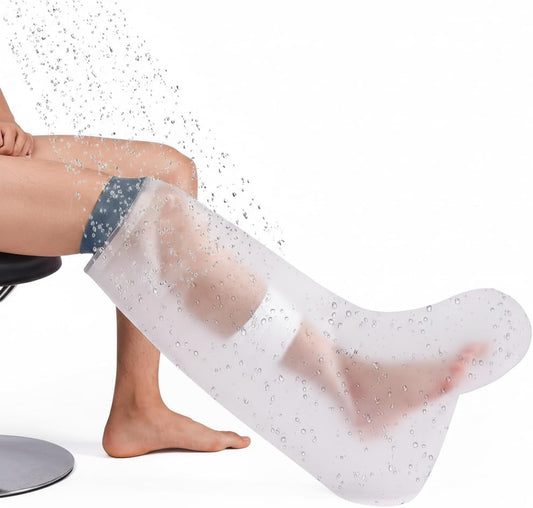 Protezione Doccia Gamba Impermeabile per Gesso e Ferite Coprigesso Gamba e Piede Waterproof con Anello in Silicone, Custodia Riutilizzabile per Doccia, Mare e Tatuaggi Adulto