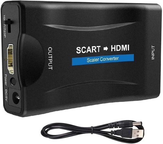 BLOMBLAUM Convertitore SCART a HDMI, Supporto 1080P/720P, Adattatore Video Audio per TV, PC, Proiettori