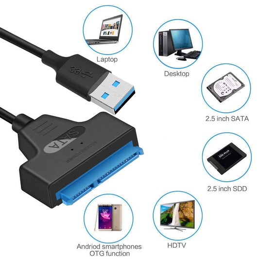 Cavo per SSD 2.5 e HDD, adattatore SATA 3.0 verso USB, convertitore per hard disk portatili, connettore dati veloce, compatibile con dischi SATA e SSD