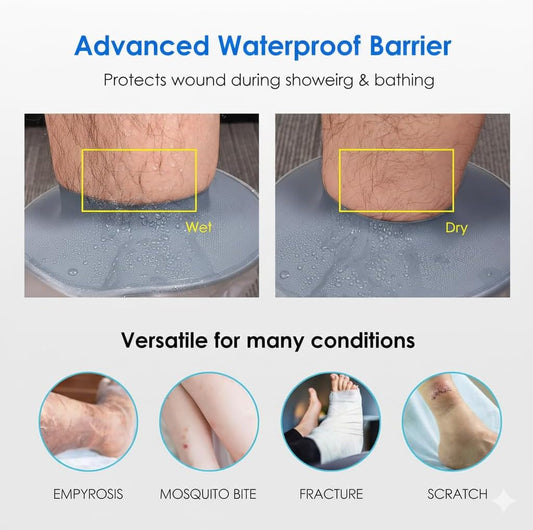 Protezione Doccia Gamba Impermeabile per Gesso e Ferite Coprigesso Gamba e Piede Waterproof con Anello in Silicone, Custodia Riutilizzabile per Doccia, Mare e Tatuaggi Adulto