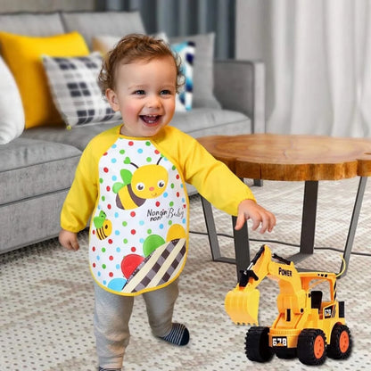 Set 4 Bavaglini con Maniche Impermeabili – Protezione per Pappa e Svezzamento, 6-36 Mesi – Nangin Baby