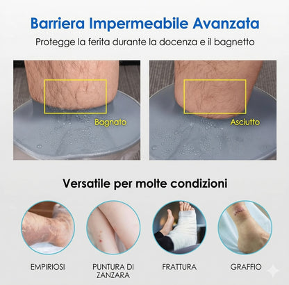 Coprigesso Impermeabile per Gamba e Piede Protezione per Doccia con Anello in Silicone, Riutilizzabile per Adulti