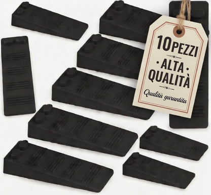Fermaporta da Pavimento in Gomma Set da 10 Cunei Antiscivolo con Altezza Regolabile, Nero