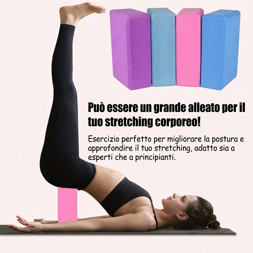 Blocchi Yoga in Schiuma ad Alta Densità – Set da 2, Leggeri e Antiscivolo per Pilates, Fitness e Stretching