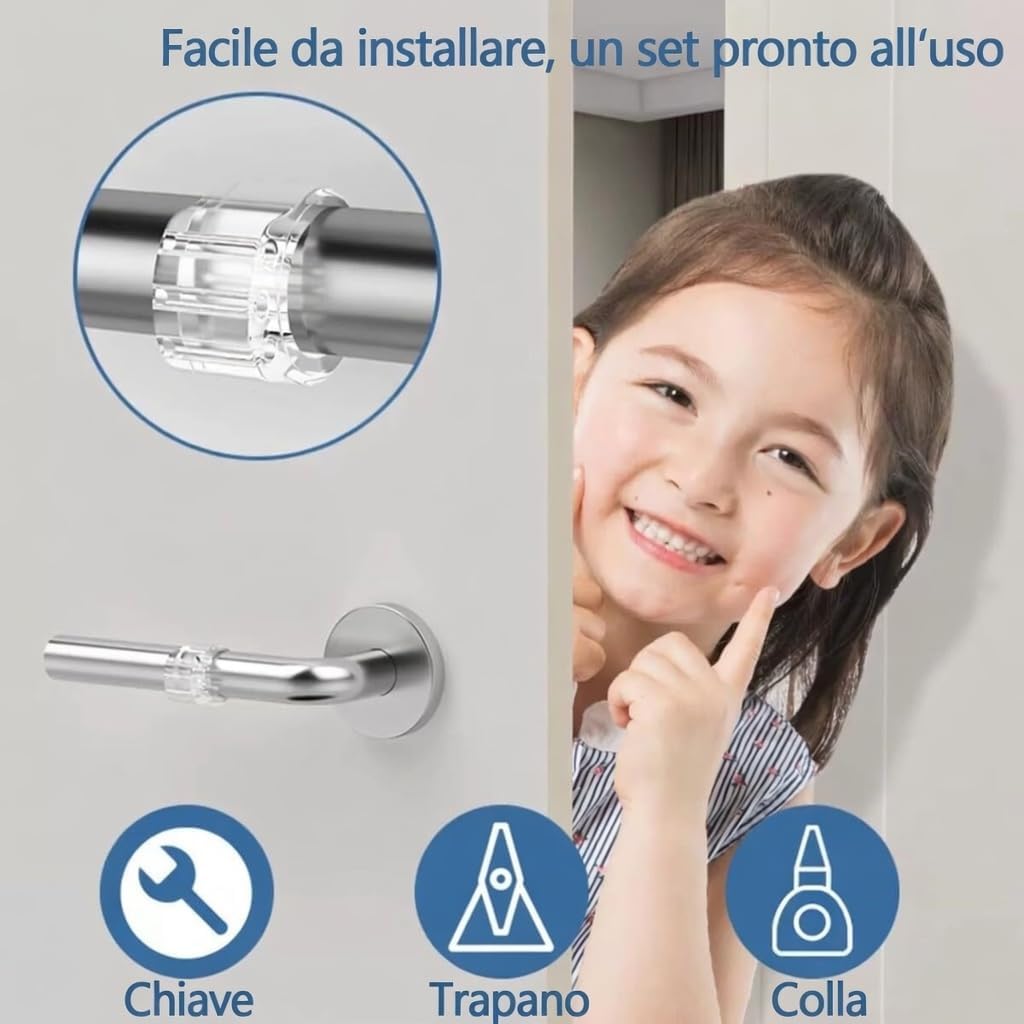 Paracolpi per Maniglia Porta Set da 10 Protezioni in Silicone Trasparente, Antiurto e Antigraffio