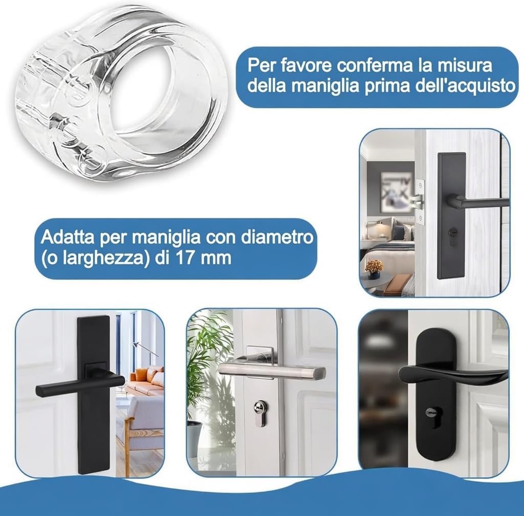 Paracolpi per Maniglia Porta Set da 10 Protezioni in Silicone Trasparente, Antiurto e Antigraffio